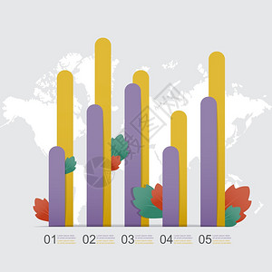 带有自然叶的统计商业信息图示图片