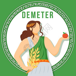 绿色社会媒体模型古老希腊女神话人物网络标语设计模板社交媒体助推器内容布局海报带有平面图解的可打印卡片绿色社会媒体模型后图片