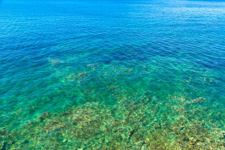 美丽的夏日中蓝色海水表面图片