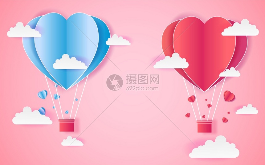 以矢量抽象背景为对的Valenti一天的气球心爱邀请图片