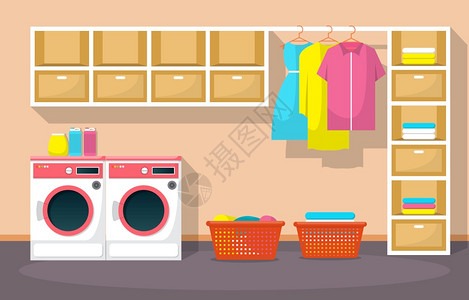 现代室内洗衣工具图片