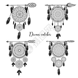 用羽毛画印地安人梦想捕猎者矢量说明民族设计bohci部落符号图片