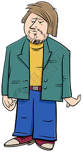 穿夹克的男人漫画人物插图图片