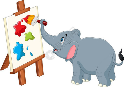 卡通大象绘画图片