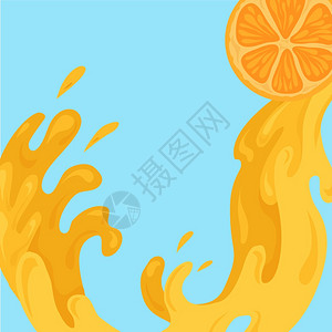 橙色多汁水滴菜单矢量元素图片