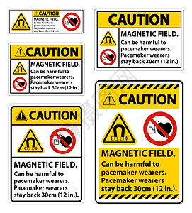 提醒注意磁场可能对起搏器磨损者有害图片