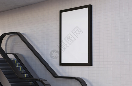3d插图模拟地铁站空白的横向广告牌海报抵制和品牌概念图片