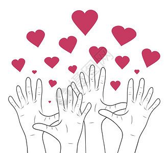 线显示人的心脏手国际友谊和善良日人类团结卡片邀请函模板和你的创造力矢量元素以心线显示人的脏国际友好和善良日人民团结矢量元素图片