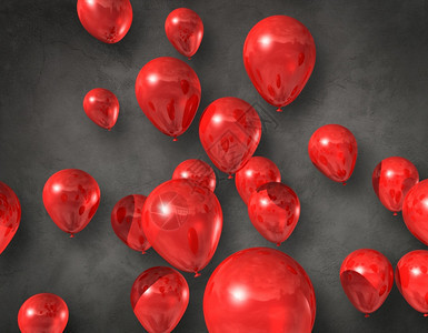 深混凝土底面的红气球3D插图表示红气球表示混凝土底面的红气球图片