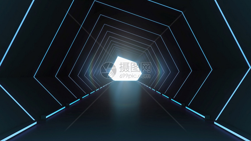 具有亮光背景的3D内地隧道图片
