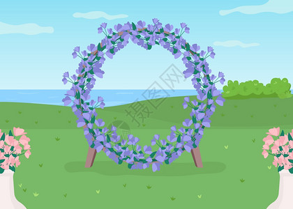 婚礼光带的花环拱门图片