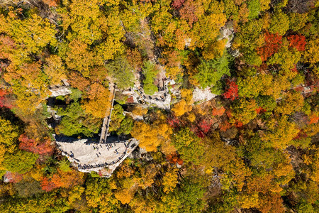 在秋天的骗人河谷寻找在摩根镇附近的骗人湖Wvcopers摇滚州公园以坠落的颜色俯视西弗吉尼亚的骗人河图片