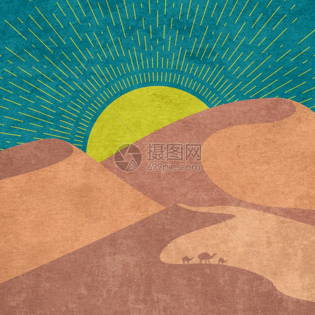 沙漠中的丘古老最低限度海报泥沙设计图片