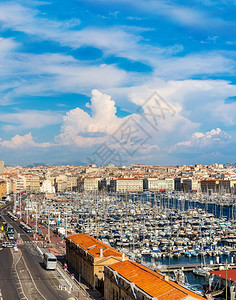 弗朗西马赛尔的旧港口空中全景图片