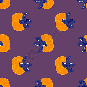 天然食物无缝模式包括橙色和海军蓝的双紫背景适合织物设计纺品印刷包装覆盖矢量说明天然食物无缝模式橙色和海军蓝的双紫背景图片