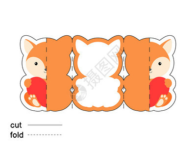 可爱的狐狸折叠贺卡模板图片