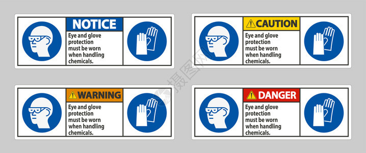 处理化学品时必须戴护眼手套和图片