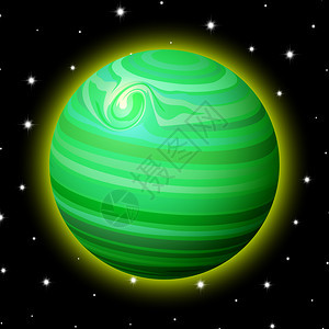 绿色矢量手绘外星球图片