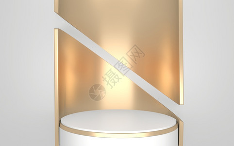 金讲台最小几何白色和金风格的抽象3d图片