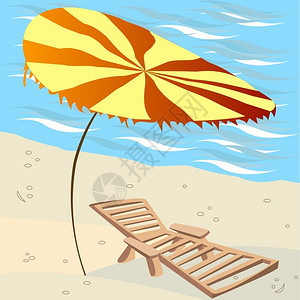 背景沙滩上有彩色休息室和雨伞背景图片