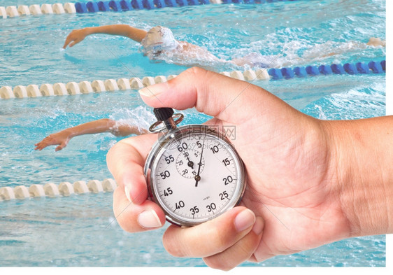 关闭一个计时表以测量游泳演图片