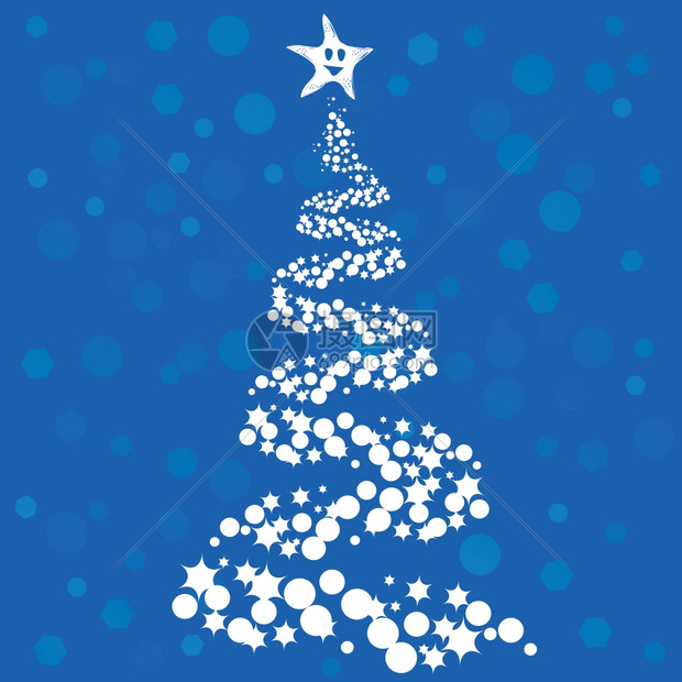 蓝背景圣诞树摘要图片