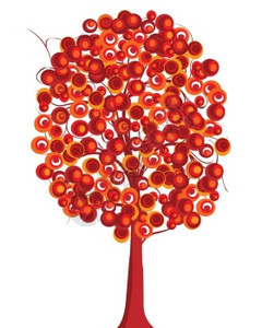红色调的抽象树图片