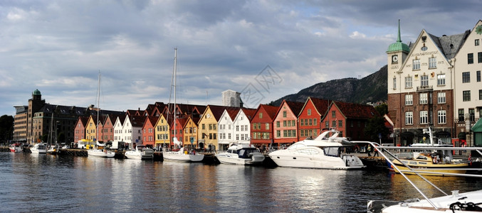 卑尔根港通往挪威码头的大门图片