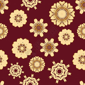 酒红色复古无缝矢量花卉图案设计元素图片