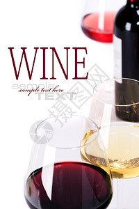 白红和玫瑰葡萄酒玻璃杯有样本文图片
