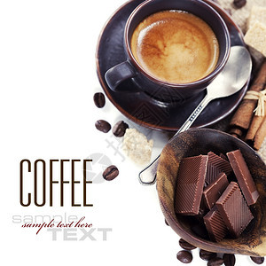 咖啡巧克力褐糖和肉桂咖啡附有样本文图片