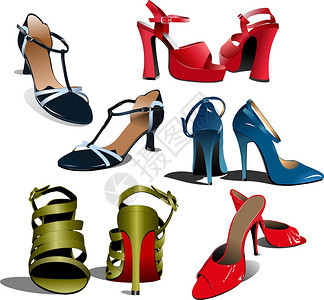 时装女鞋矢量插图图片