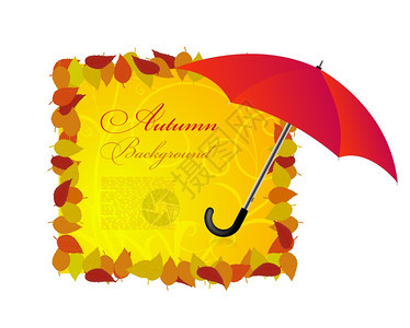 秋主题的矢量背景带叶子和伞的矢量背景图片
