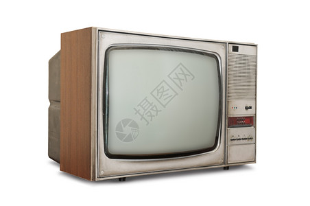 白色背景的旧式电视机高清图片