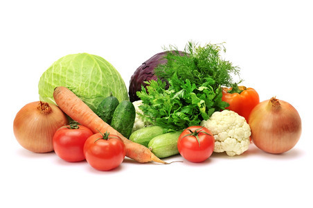 白色背景中的蔬菜青菜高清图片素材