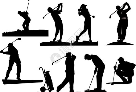 享受运动8个高尔夫短轮插画