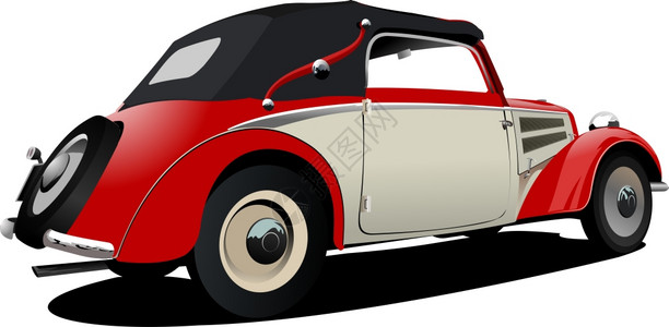 红白50年的出租汽车在路上矢量插图图片