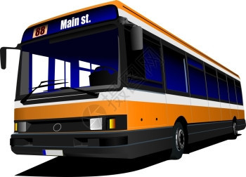 行驶在路上的城市双层公交车矢量插图图片