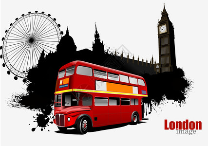 配有公共汽车图像的伦敦Grunge图像图片
