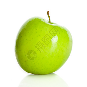 白上孤立的绿苹果图片
