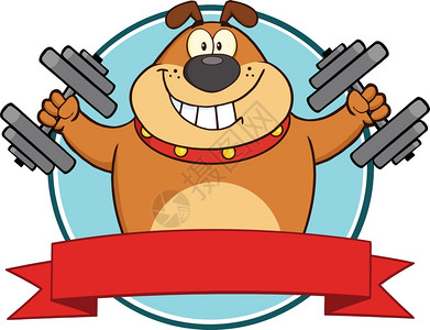 棕色牛头犬与哑巴卡通马斯科牌标签图片