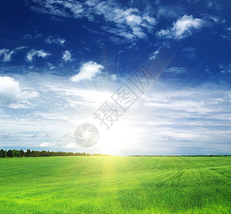 蓝天白银绿地和蓝天空背景