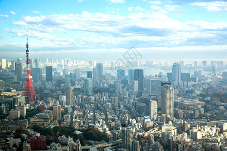 东京塔日本有天线城市风景图片