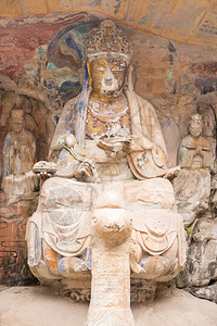 古老的山坡石雕刻Shakyamuni佛像的雕刻偿还其父母和rsquuKindnessBaodingshan大和图片