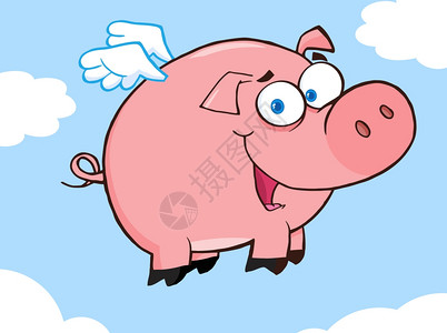 快乐的猪空中飞翔图片