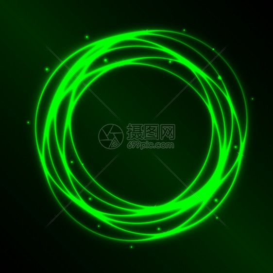 具有绿色等离子圆形效果矢量图解的摘要背景图片