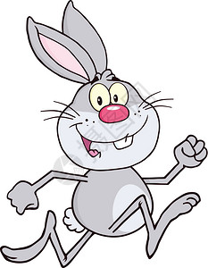 奔跑的可爱兔子卡通矢量插图高清图片