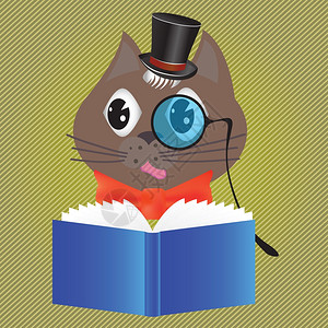 猫为设计读书的多彩插图图片
