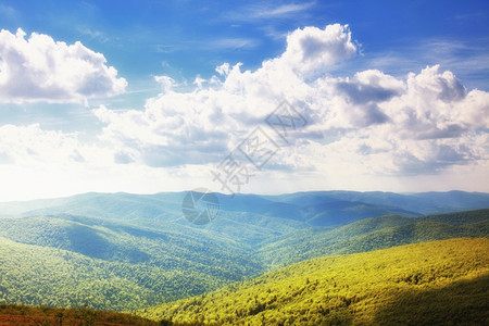 山中美丽的夏日风景蓝天空云布兹扎迪波兰图片