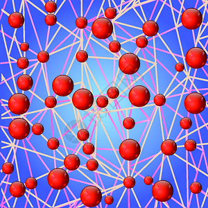 用蓝色背景的分子联结以多彩插图进行设计图片
